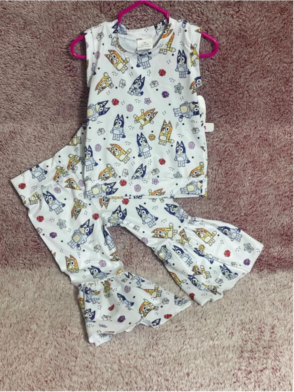 Girls Little Britches Matching Set 12-18 Months White Blue Bluey Print